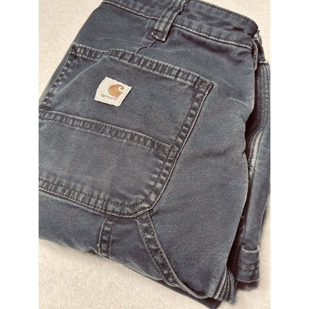 Carhartt Women's 6 Short Fleece Lined Crawford Canvas Carpenter Pants Gray EUC